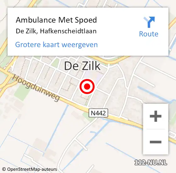 Locatie op kaart van de 112 melding: Ambulance Met Spoed Naar De Zilk, Hafkenscheidtlaan op 8 september 2014 10:54