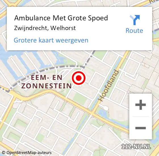 Locatie op kaart van de 112 melding: Ambulance Met Grote Spoed Naar Zwijndrecht, Welhorst op 15 september 2023 11:35