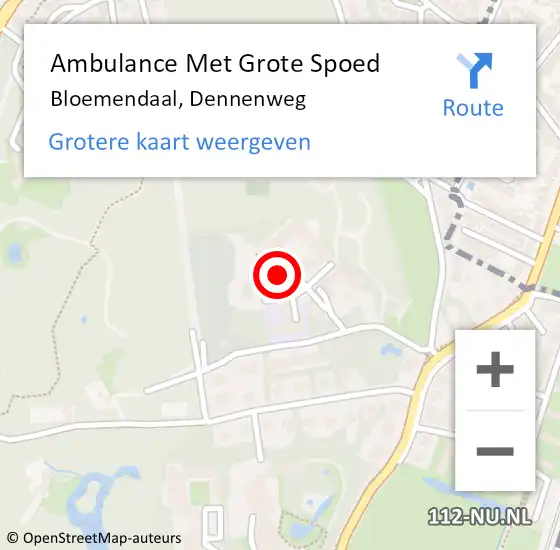 Locatie op kaart van de 112 melding: Ambulance Met Grote Spoed Naar Bloemendaal, Dennenweg op 15 september 2023 11:35