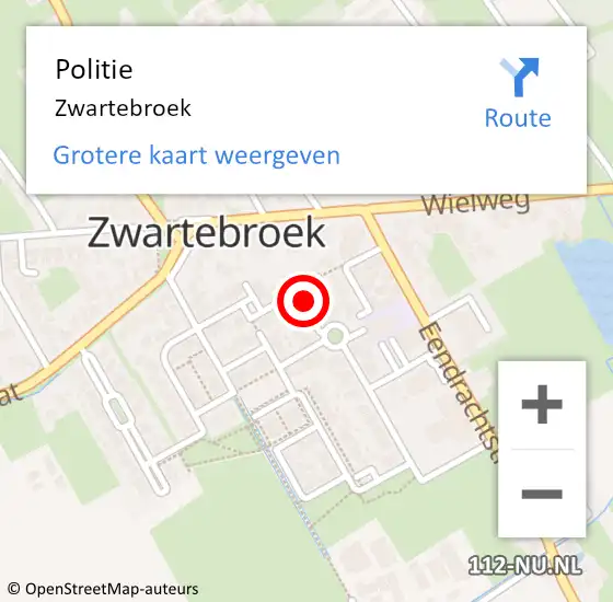 Locatie op kaart van de 112 melding: Politie Zwartebroek op 15 september 2023 11:47