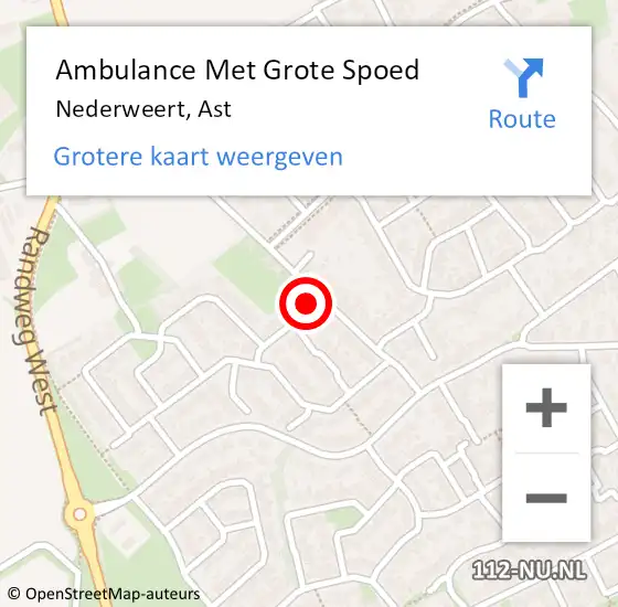 Locatie op kaart van de 112 melding: Ambulance Met Grote Spoed Naar Nederweert, Ast op 13 oktober 2013 22:33