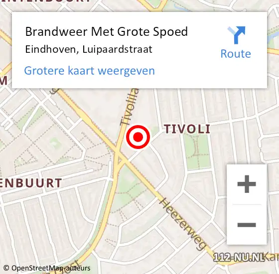 Locatie op kaart van de 112 melding: Brandweer Met Grote Spoed Naar Eindhoven, Luipaardstraat op 15 september 2023 12:19