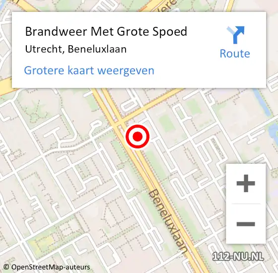 Locatie op kaart van de 112 melding: Brandweer Met Grote Spoed Naar Utrecht, Beneluxlaan op 15 september 2023 12:30