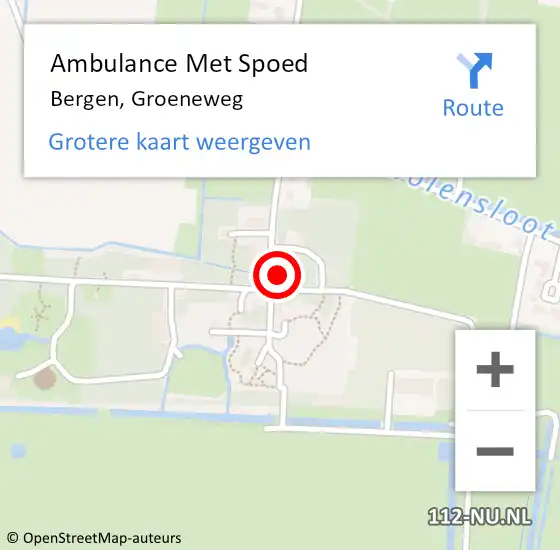 Locatie op kaart van de 112 melding: Ambulance Met Spoed Naar Bergen, Groeneweg op 15 september 2023 12:42