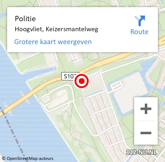 Locatie op kaart van de 112 melding: Politie Hoogvliet, Keizersmantelweg op 15 september 2023 12:42