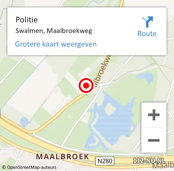 Locatie op kaart van de 112 melding: Politie Swalmen, Maalbroekweg op 15 september 2023 12:54