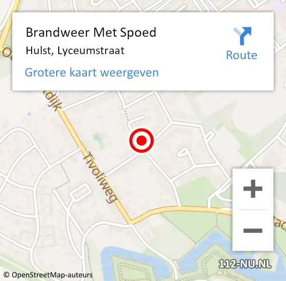 Locatie op kaart van de 112 melding: Brandweer Met Spoed Naar Hulst, Lyceumstraat op 15 september 2023 13:04