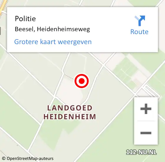 Locatie op kaart van de 112 melding: Politie Beesel, Heidenheimseweg op 15 september 2023 13:10