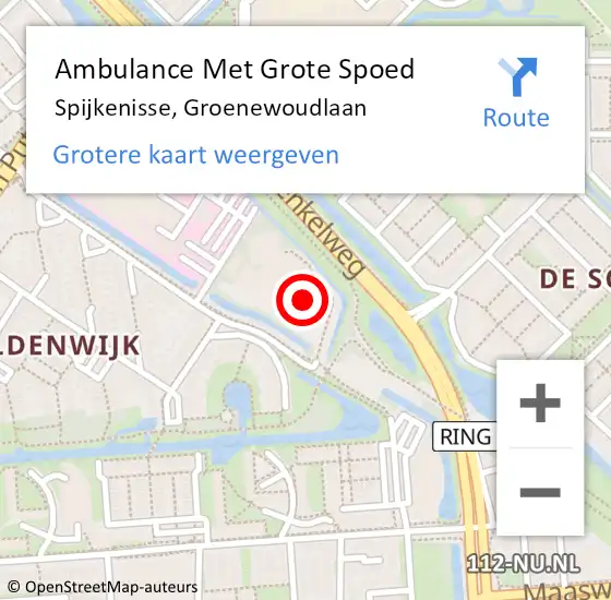 Locatie op kaart van de 112 melding: Ambulance Met Grote Spoed Naar Spijkenisse, Groenewoudlaan op 15 september 2023 13:26