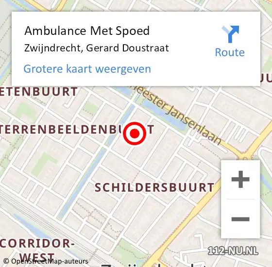 Locatie op kaart van de 112 melding: Ambulance Met Spoed Naar Zwijndrecht, Gerard Doustraat op 15 september 2023 13:41