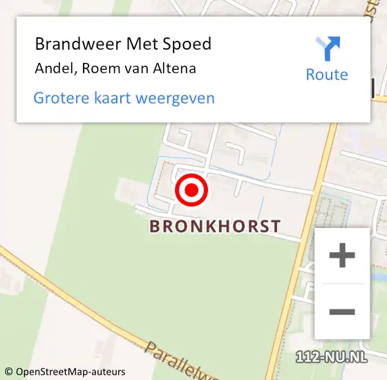 Locatie op kaart van de 112 melding: Brandweer Met Spoed Naar Andel, Roem van Altena op 15 september 2023 13:55