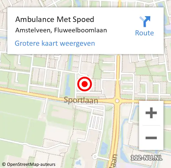 Locatie op kaart van de 112 melding: Ambulance Met Spoed Naar Amstelveen, Fluweelboomlaan op 15 september 2023 14:17