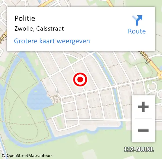 Locatie op kaart van de 112 melding: Politie Zwolle, Calsstraat op 15 september 2023 14:50