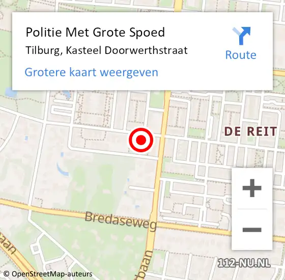 Locatie op kaart van de 112 melding: Politie Met Grote Spoed Naar Tilburg, Kasteel Doorwerthstraat op 15 september 2023 15:00