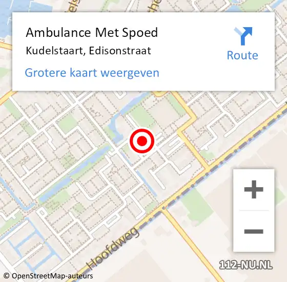 Locatie op kaart van de 112 melding: Ambulance Met Spoed Naar Kudelstaart, Edisonstraat op 15 september 2023 15:39