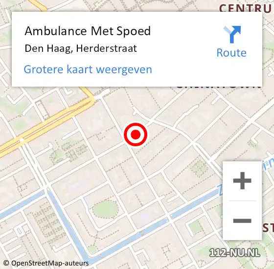 Locatie op kaart van de 112 melding: Ambulance Met Spoed Naar Den Haag, Herderstraat op 15 september 2023 15:45