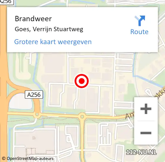 Locatie op kaart van de 112 melding: Brandweer Goes, Verrijn Stuartweg op 15 september 2023 15:50