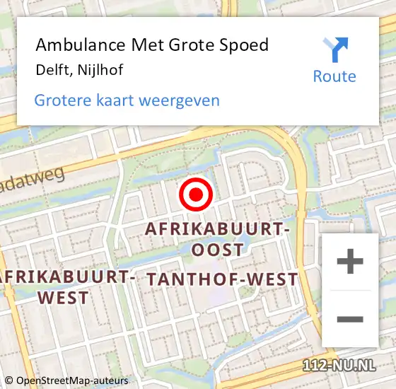 Locatie op kaart van de 112 melding: Ambulance Met Grote Spoed Naar Delft, Nijlhof op 15 september 2023 15:53