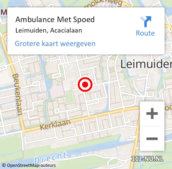 Locatie op kaart van de 112 melding: Ambulance Met Spoed Naar Leimuiden, Acacialaan op 15 september 2023 16:17