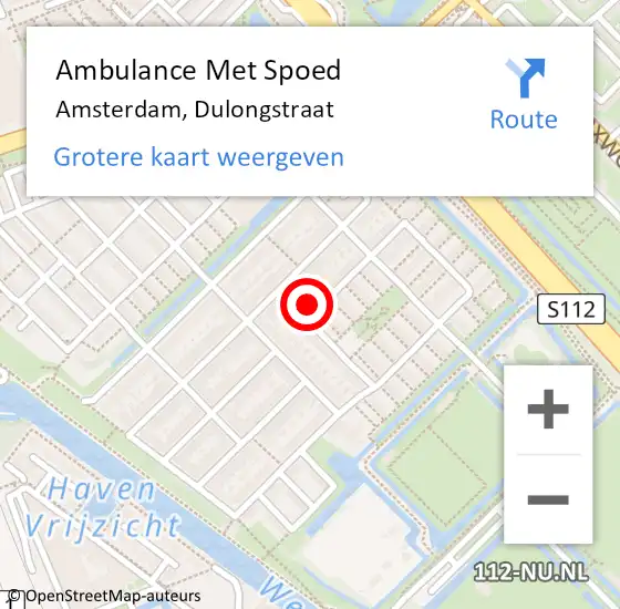 Locatie op kaart van de 112 melding: Ambulance Met Spoed Naar Amsterdam, Dulongstraat op 15 september 2023 16:24