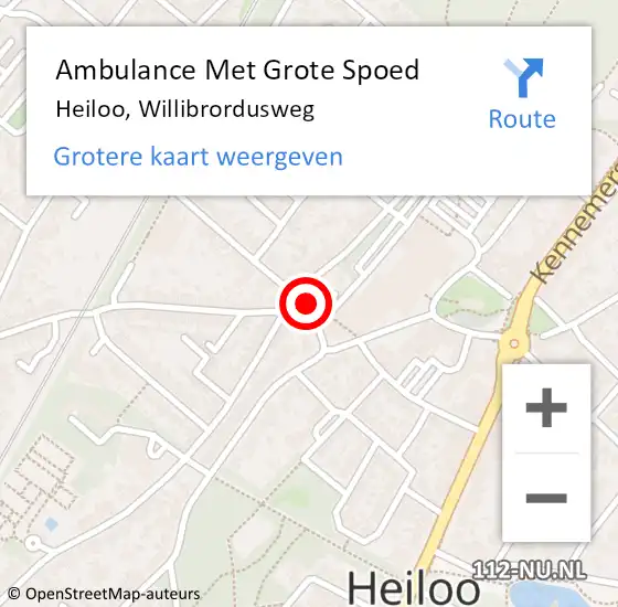 Locatie op kaart van de 112 melding: Ambulance Met Grote Spoed Naar Heiloo, Willibrordusweg op 15 september 2023 16:24