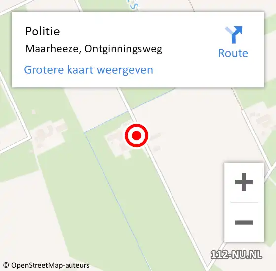 Locatie op kaart van de 112 melding: Politie Maarheeze, Ontginningsweg op 15 september 2023 16:27