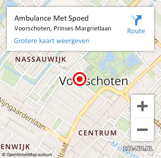 Locatie op kaart van de 112 melding: Ambulance Met Spoed Naar Voorschoten, Prinses Margrietlaan op 15 september 2023 16:36