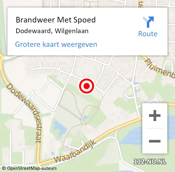Locatie op kaart van de 112 melding: Brandweer Met Spoed Naar Dodewaard, Wilgenlaan op 15 september 2023 16:44