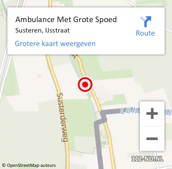 Locatie op kaart van de 112 melding: Ambulance Met Grote Spoed Naar Susteren, IJsstraat op 15 september 2023 17:26