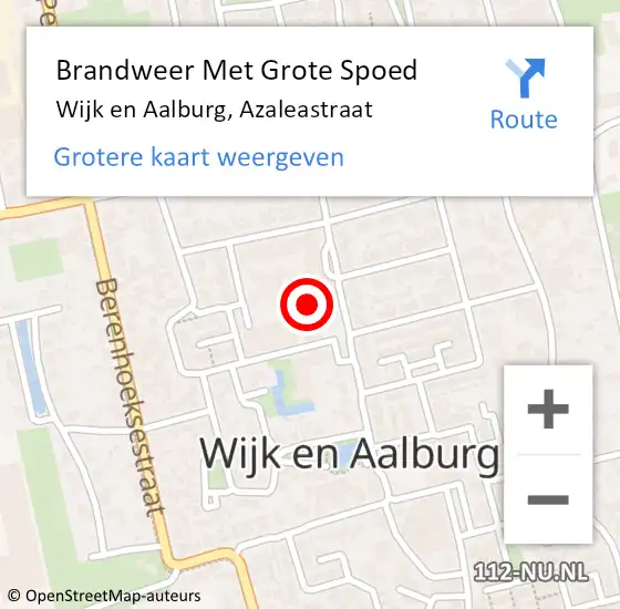 Locatie op kaart van de 112 melding: Brandweer Met Grote Spoed Naar Wijk en Aalburg, Azaleastraat op 15 september 2023 17:36