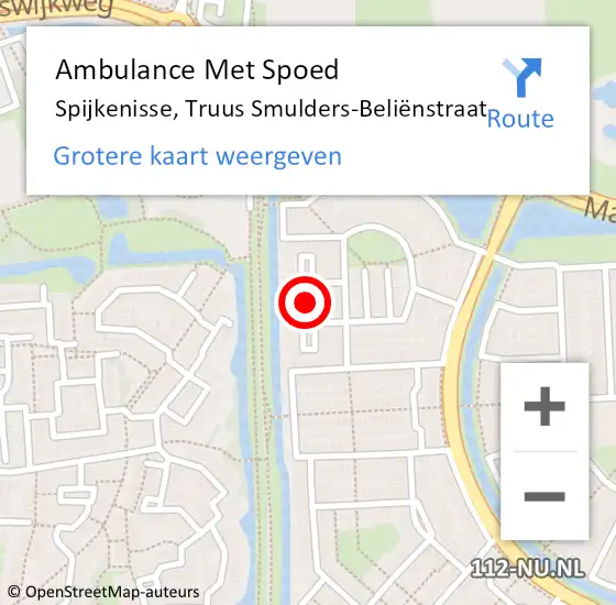 Locatie op kaart van de 112 melding: Ambulance Met Spoed Naar Spijkenisse, Truus Smulders-Beliënstraat op 15 september 2023 17:40