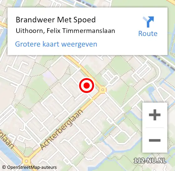 Locatie op kaart van de 112 melding: Brandweer Met Spoed Naar Uithoorn, Felix Timmermanslaan op 15 september 2023 17:40