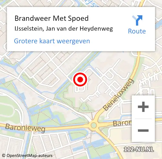 Locatie op kaart van de 112 melding: Brandweer Met Spoed Naar IJsselstein, Jan van der Heydenweg op 15 september 2023 17:52