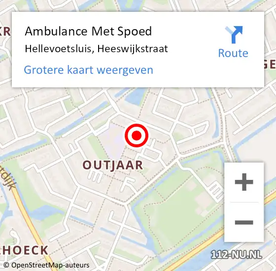 Locatie op kaart van de 112 melding: Ambulance Met Spoed Naar Hellevoetsluis, Heeswijkstraat op 15 september 2023 18:13