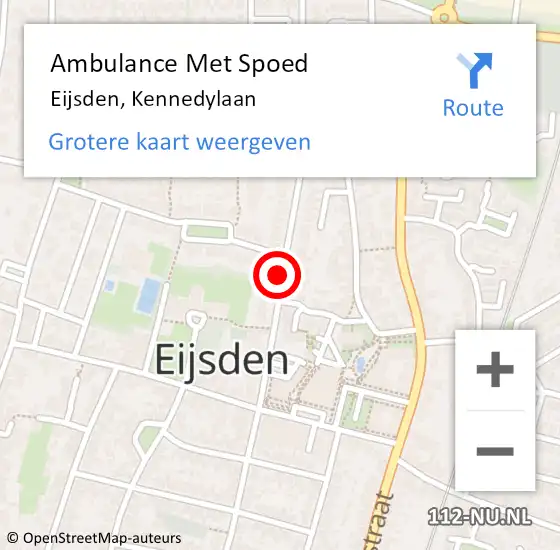 Locatie op kaart van de 112 melding: Ambulance Met Spoed Naar Eijsden, Kennedylaan op 8 september 2014 11:39