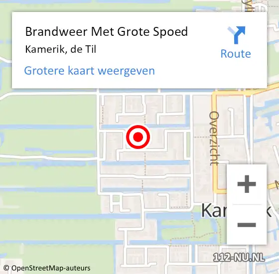 Locatie op kaart van de 112 melding: Brandweer Met Grote Spoed Naar Kamerik, de Til op 15 september 2023 18:18