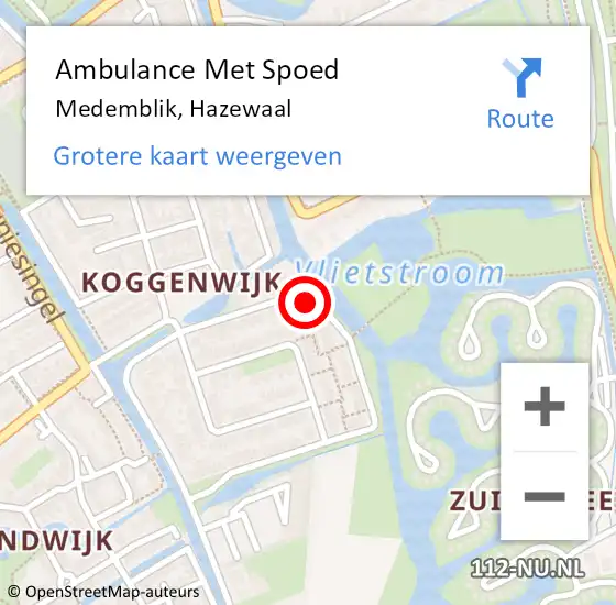 Locatie op kaart van de 112 melding: Ambulance Met Spoed Naar Medemblik, Hazewaal op 15 september 2023 18:27