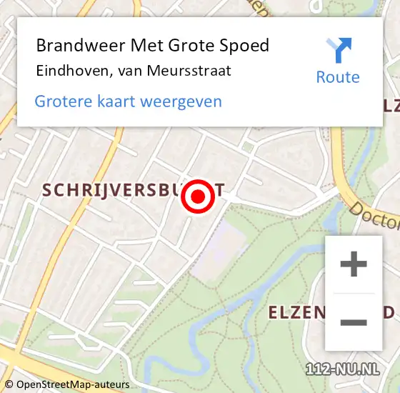 Locatie op kaart van de 112 melding: Brandweer Met Grote Spoed Naar Eindhoven, van Meursstraat op 15 september 2023 18:43