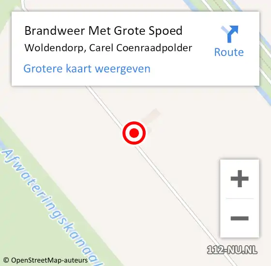 Locatie op kaart van de 112 melding: Brandweer Met Grote Spoed Naar Woldendorp, Carel Coenraadpolder op 15 september 2023 18:59