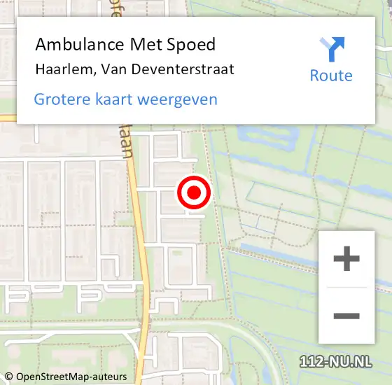Locatie op kaart van de 112 melding: Ambulance Met Spoed Naar Haarlem, Van Deventerstraat op 15 september 2023 19:08