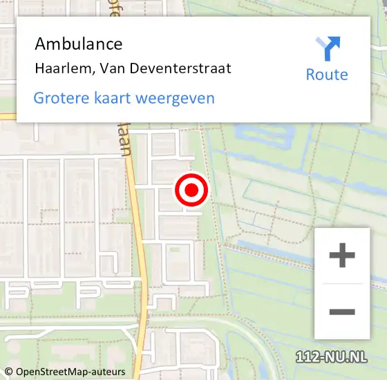 Locatie op kaart van de 112 melding: Ambulance Haarlem, Van Deventerstraat op 15 september 2023 19:08