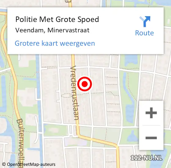 Locatie op kaart van de 112 melding: Politie Met Grote Spoed Naar Veendam, Minervastraat op 15 september 2023 19:09