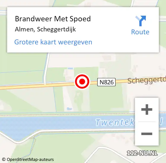 Locatie op kaart van de 112 melding: Brandweer Met Spoed Naar Almen, Scheggertdijk op 15 september 2023 19:15