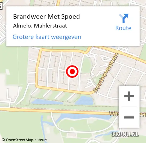 Locatie op kaart van de 112 melding: Brandweer Met Spoed Naar Almelo, Mahlerstraat op 15 september 2023 19:24