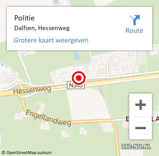 Locatie op kaart van de 112 melding: Politie Dalfsen, Hessenweg op 15 september 2023 19:28