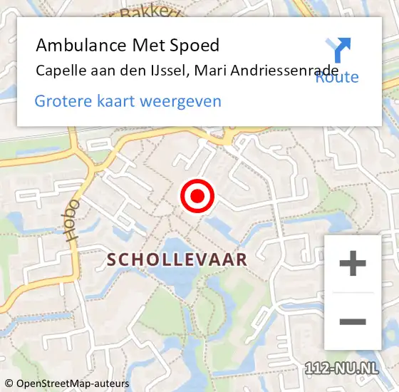Locatie op kaart van de 112 melding: Ambulance Met Spoed Naar Capelle aan den IJssel, Mari Andriessenrade op 15 september 2023 19:30