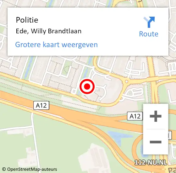Locatie op kaart van de 112 melding: Politie Ede, Willy Brandtlaan op 15 september 2023 19:37