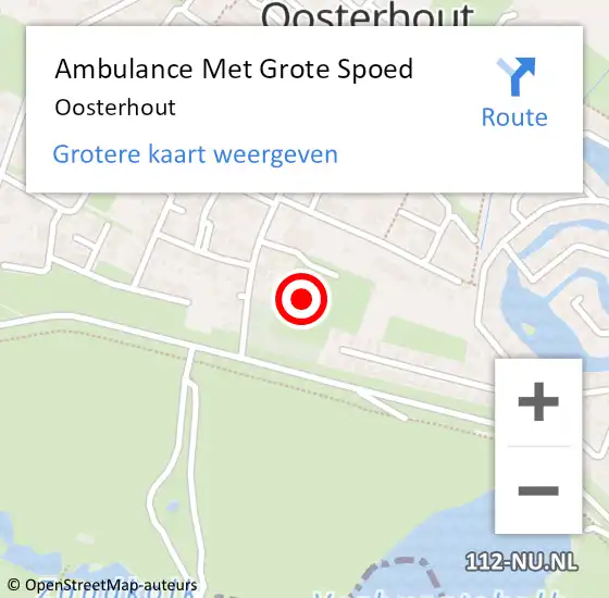 Locatie op kaart van de 112 melding: Ambulance Met Grote Spoed Naar Oosterhout op 15 september 2023 19:38