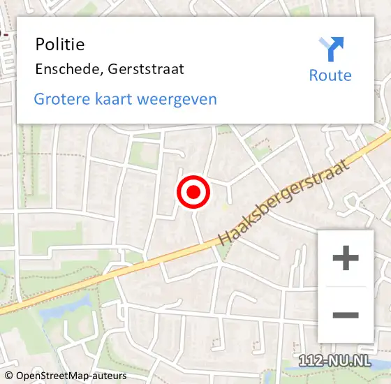 Locatie op kaart van de 112 melding: Politie Enschede, Gerststraat op 15 september 2023 19:59