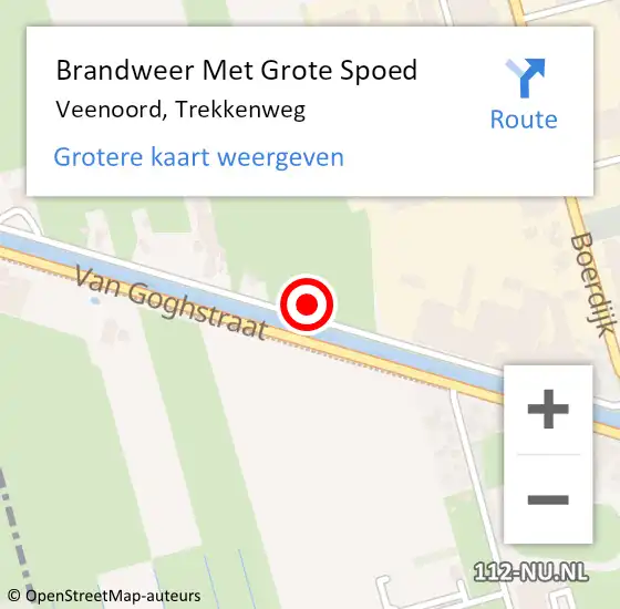 Locatie op kaart van de 112 melding: Brandweer Met Grote Spoed Naar Veenoord, Trekkenweg op 15 september 2023 20:12